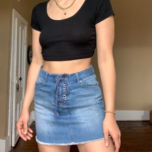 Lace Up Denim Skirt